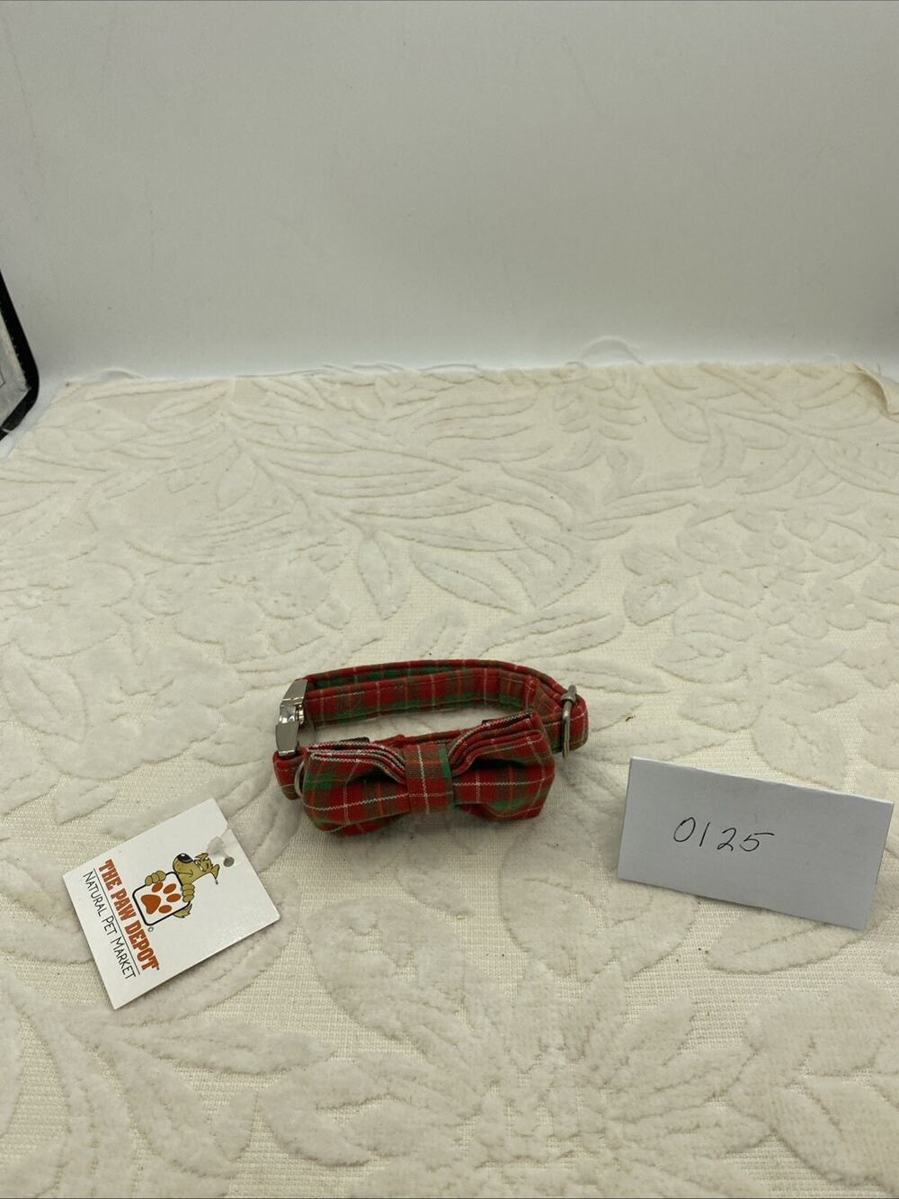 XSmall Puppy Collar Christmas Red And Green Plaid Bow 10”